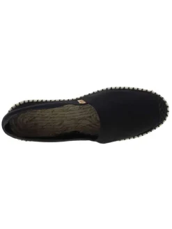 Espadrilles mixtes noires unies avec un style décontracté et Slip-On
