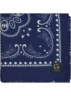 Foulard en coton bleu marine à motifs de forme rectangulaire