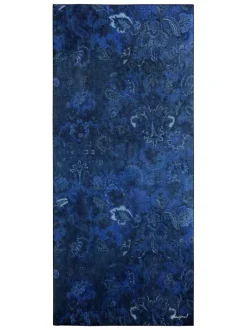 Foulard bleu plissé à imprimé floral et le nom de la marque brodé
