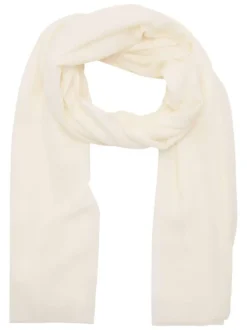 Foulard écru uni en maille fine avec des bords effilochés
