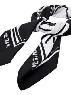 Foulard noir avec dessin "Bugs Bunny" et écritures imprimés en blanc