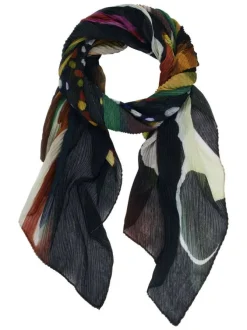 Foulard noir avec imprimés en forme géométrique multicolores