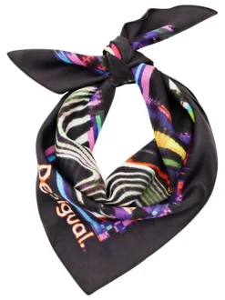 Foulard noir en soie avec tête de mickey imprimé dessus