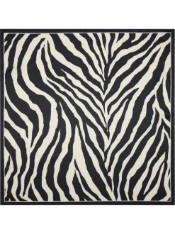Foulard noir et blanc satiné à motif animalier imprimé all-over