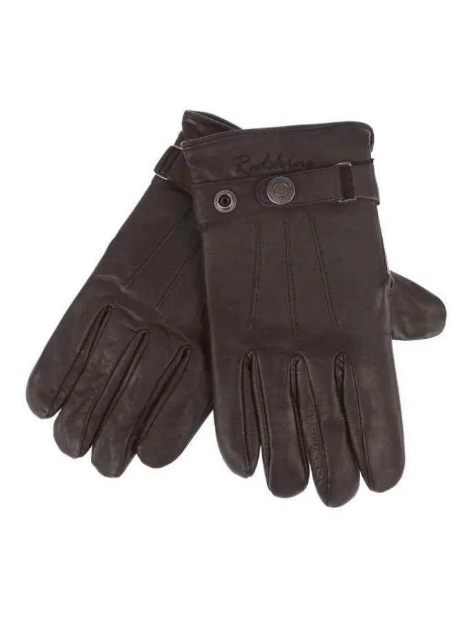 Gants en cuir de vachette marron à boutons pressions ajustables