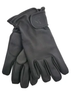 Gants noirs unis avec bandes auto-agrippantes logotypées aux poignets