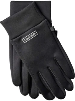 Gants noirs unis avec le nom de la marque en blanc