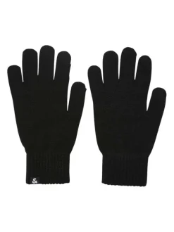 Gants noirs unis avec le logo iconique au poignet et les bords côtelés