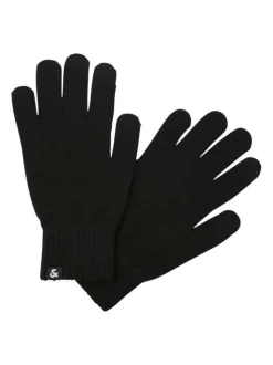 Gants noirs unis avec le logo iconique au poignet et les bords côtelés