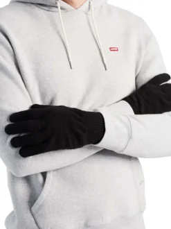Gants noirs unis compatibles avec écrans tactiles et étiquette de la marque