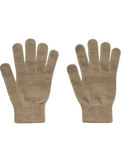 Gants caramel unis avec larges élastiques aux poignets