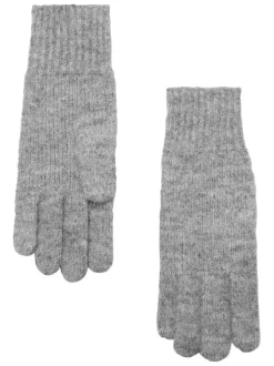 Gants gris aspect moucheté en maille tricotée effet lainage