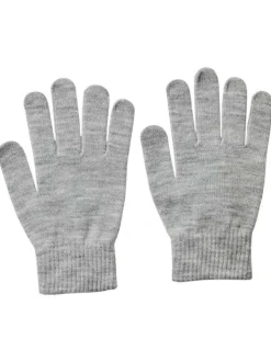 Gants gris clair chiné avec matière en mousse aspect molletonnée