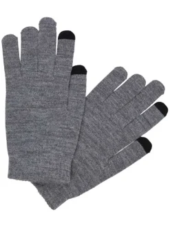 Gants gris unis HENRY avec doigts tactiles et étiquette d'authentification