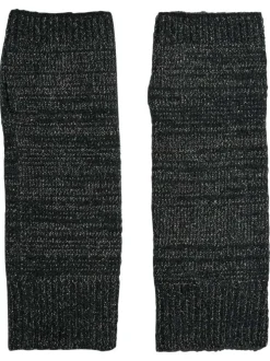 Gants mitaines noirs unis avec incrustation de fils lurex