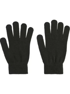 Gants noirs unis avec larges élastiques aux poignets