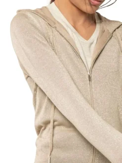 Gilet beige uni pourvu d'une coupe droite et de manches longues
