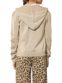Gilet beige uni pourvu d'une coupe droite et de manches longues