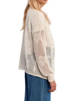 Gilet blanc uni pourvu de manches longues et d'une coupe droite