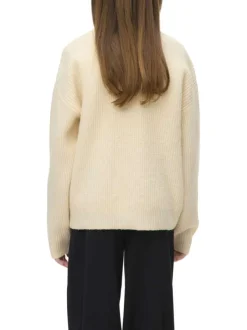Gilet écru uni avec col v et large boutonnière à l'avant
