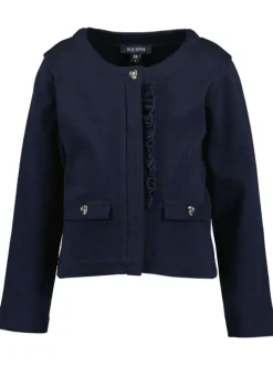 Gilet en coton marine uni avec une coupe droite et un col rond