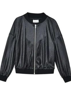 Gilet noir uni avec une coupe droite à col rond et des manches longues
