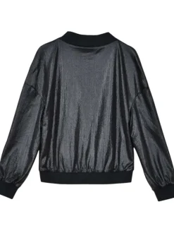 Gilet noir uni avec une coupe droite à col rond et des manches longues