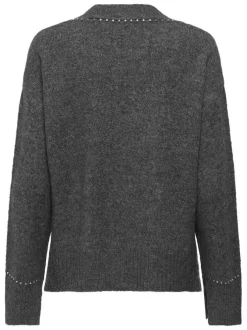 Gilet anthracite uni avec une coupe droite à boutons et des manches longues