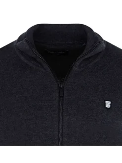 Gilet anthracite uni 100% coton coupe régular avec un col cheminée