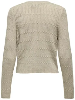 Gilet beige uni avec une coupe droite à col v et des manches longues