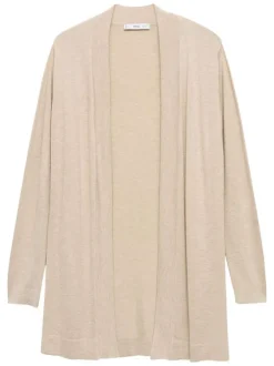 Gilet beige uni avec une coupe droite et des manches longues