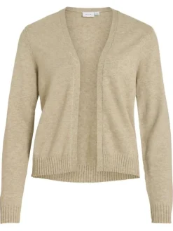 Gilet beige uni avec une coupe droite et des manches longues