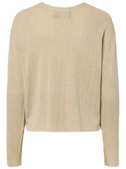 Gilet beige uni avec une coupe droite et des manches longues