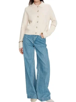 Gilet beige uni avec une coupe droite et des manches longues