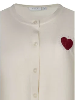 Gilet beige uni pourvu d'un coeur rouge brodé sur la poitrine