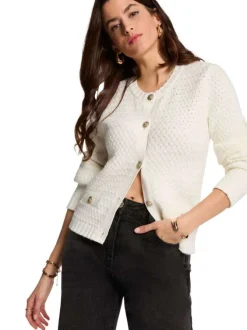 Gilet blanc uni avec une coupe ajustée et des manches longues