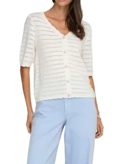 Gilet blanc uni avec une coupe droite et un col V avec des boutons