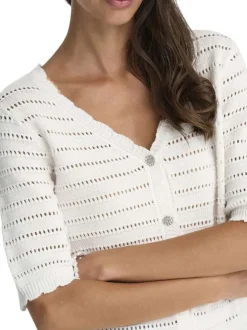 Gilet blanc uni avec une coupe droite et un col V avec des boutons
