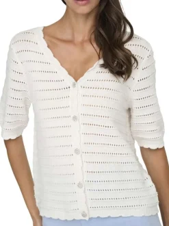 Gilet blanc uni avec une coupe droite et un col V avec des boutons