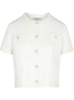 Gilet blanc uni pourvu d’une coupe droite et de manches courtes