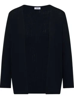 Gilet bleu marine uni avec une coupe droite et des manches 3/4