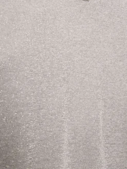 Gilet boléro gris clair uni avec col rond et à manches longues
