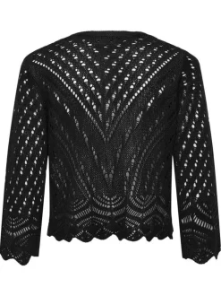 Gilet boléro noir uni avec une coupe droite et des manches 3/4