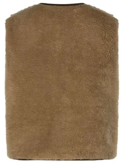 Gilet chocolat uni avec une coupe ajustée et une fermeture boutonnée