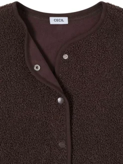Gilet chocolat uni sans manche pourvu d'un col rond et d'une coupe droite