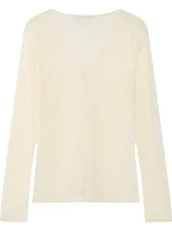 Gilet écru à motif géométrique avec une coupe droite et un col v