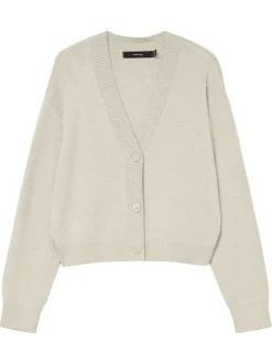 Gilet écru uni avec un col v profond et boutonnière mate à l'avant