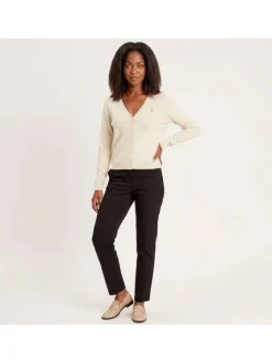Gilet écru uni avec une coupe ajustée et des manches longues