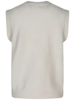Gilet écru uni sans manche pourvu d'une fermeture boutonnée