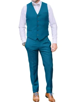Gilet de costume canard uni en laine à fermeture boutonnée et coupe ajustée